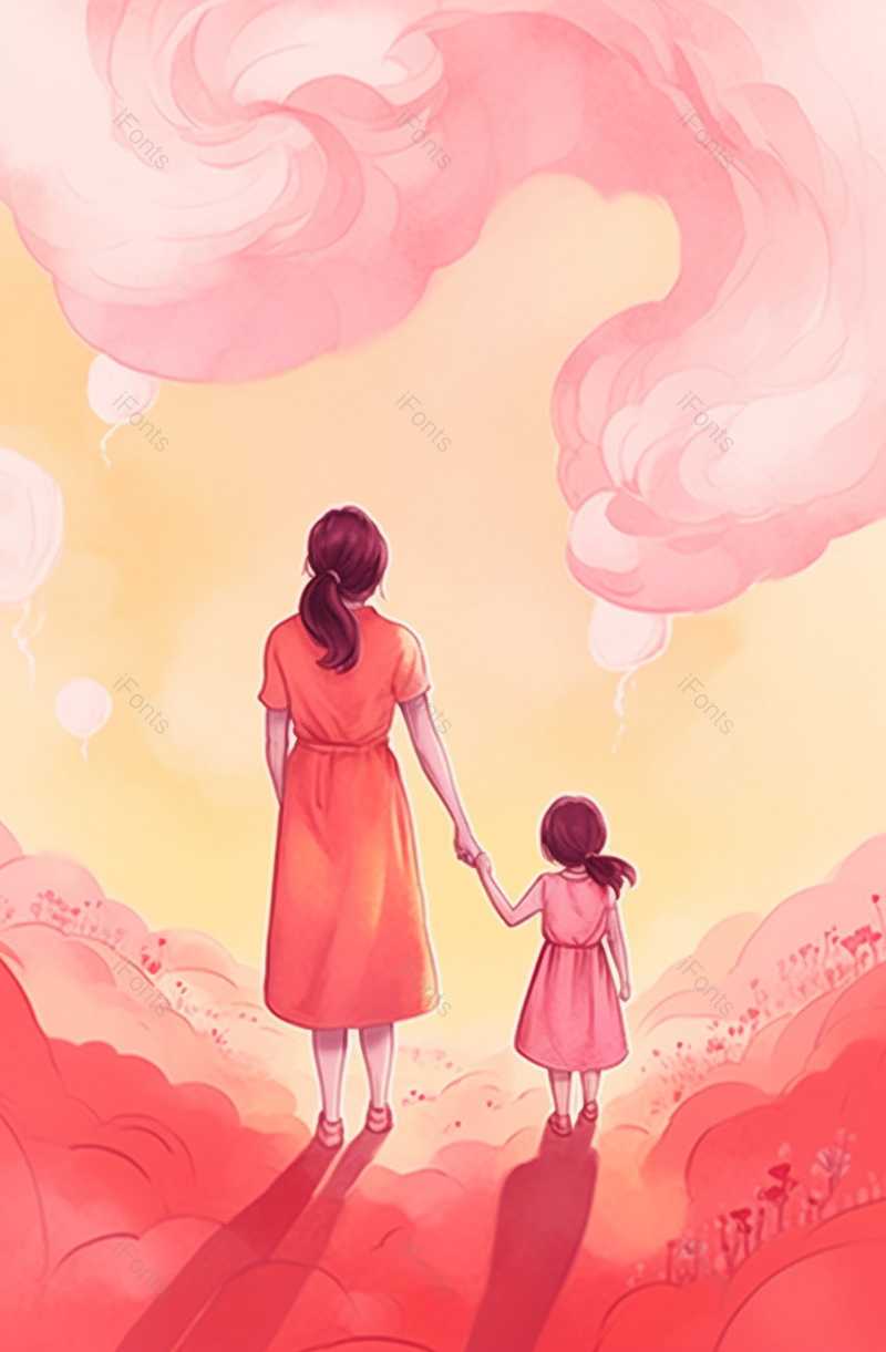 温馨手绘母亲节插画海报效果背景图,插画/手绘图,插画/手绘图库,插画/手绘图下载,插画/手绘